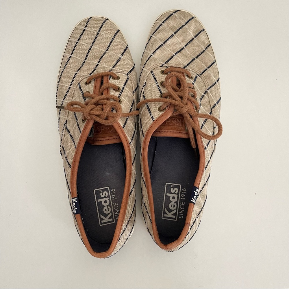 Keds - Windowpane Plaid Champion Sneakers - Navy/White/Tan - Women’s size 8 - Picture 8 of 12